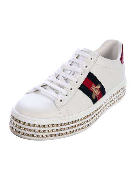 gucci ace crystal sneakers|gucci ace platform sneakers black.